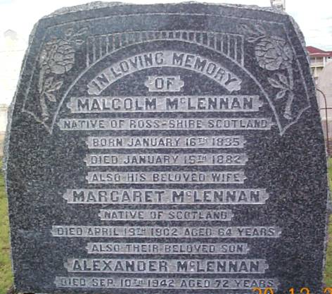 Photo of headstones/Malcolm McLennan d1882 hdstn Dalby Qld